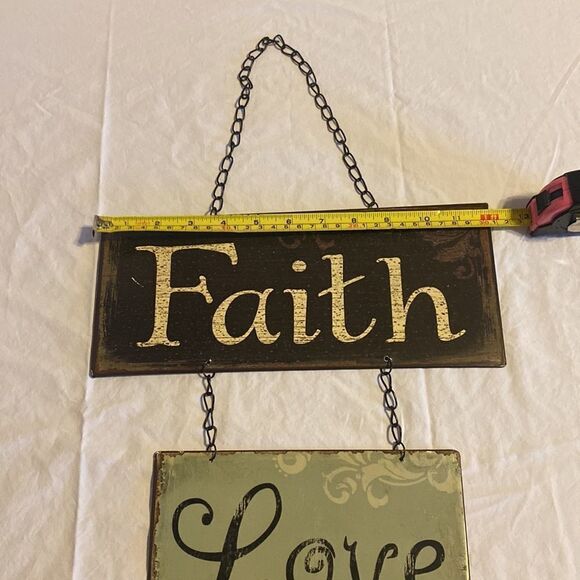 Faith Love Hope Metal Home Decor Multi Wall Sign EUC - Picture 7 of 12
